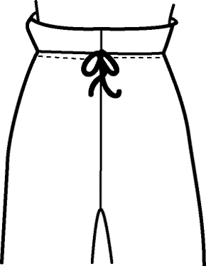 Illustration showing sewn pants before the zipper is applied