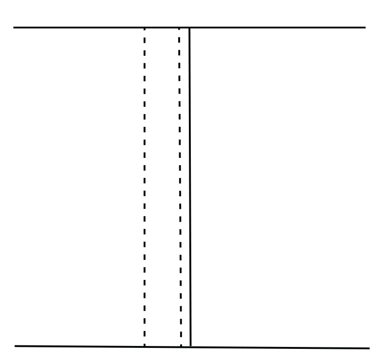 Illustration showing trimming the inside seam allowance close to the stitching after sewing the lapped seam.