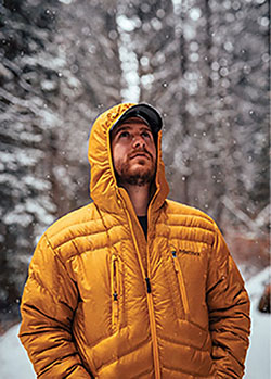 Down jacket with heat welded seams