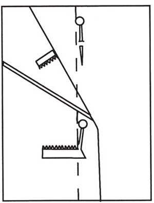 Illustration showing using pins to mark a horizontal buttonhole.
