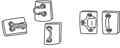 Fig. 01: Illustration showing examples of different hook and eye fasteners.