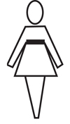 Female dress figure with single horizontal line at the figures waist.