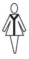 Female dress figure with Y-shaped lines.