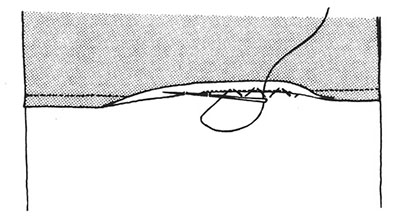 Illustration showing securing the hem with blind stitch.