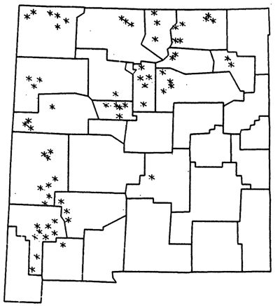 lambert's locoweed can be found in thses counties: San Juan, Rio Arriba, Taos, Colfax, Mckinley, Sandoval, Santa Fe, Mora, Harding, San Miguel, albuequerque, Cibola, Catron, Grant, Sierra, Luna, Lincoln.