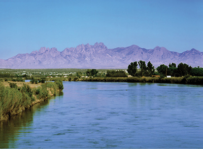 Photograph of the Rio Grande and Organ Mountains.