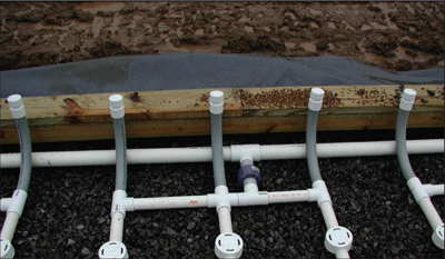 Fig. 4-14: RSF distribution manifold for water coming from the recirculation tanks.