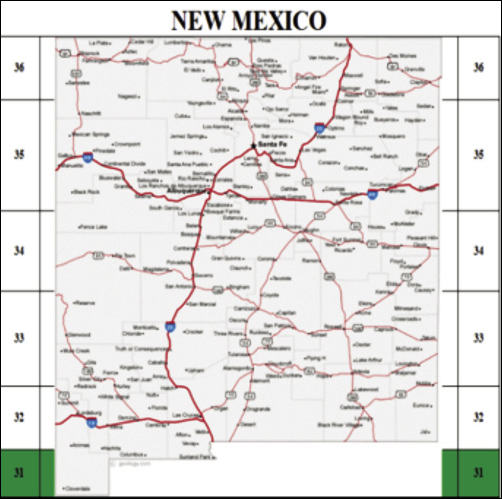 Example of a state map with latitude 31° selected. 