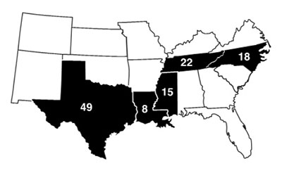 Figure 1. Map showing the southeastern United States.