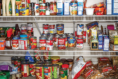 Photograph of food in a pantry.