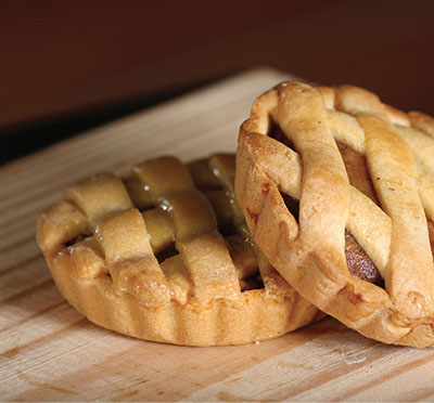 Photograph of two small pies.