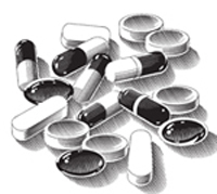 Fig. 6: Clipart graphic of a bunch of pills. 