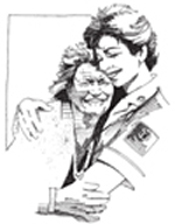 Fig. 9: Clipart graphic of a nurse hugging an old woman. 