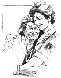 Fig. 9: Clipart gráfica de una enfermera abrazando a una mujer anciana. 