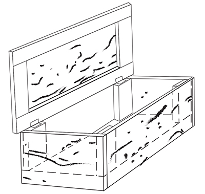 Illustration of a worm compost box