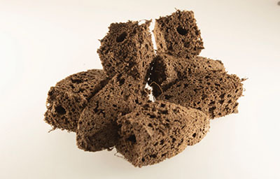 Photograph of several pieces of peat/coco plugs.