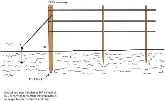 Fig. 4: Illustration of a vertical end post not properly installed at the correct angle.