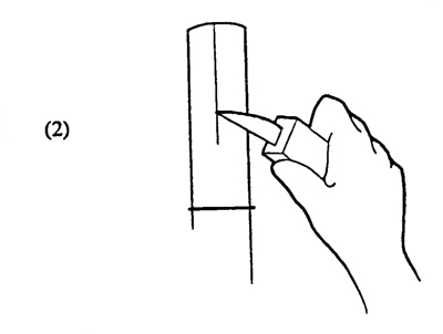 Fig. 2: Illustration of making vertical cuts around the stock. 