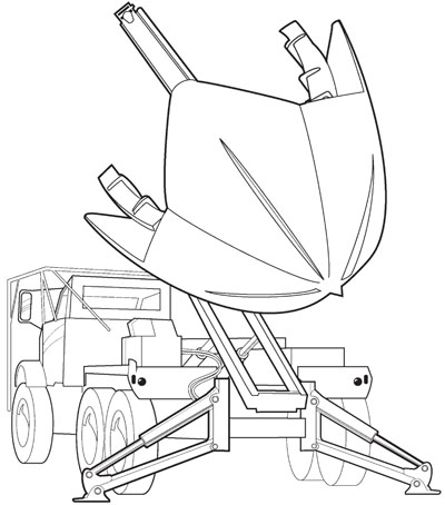 Fig. 2: Illustration of a tree spade mounted on a truck. 