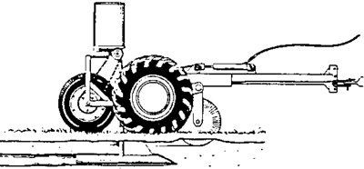 Fig. 2: Illustration of a tractor-drawn mechanical burrow builder machine can be used to control pocket gophers.