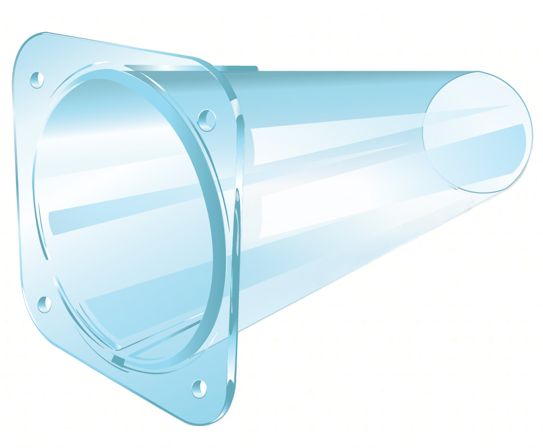 An illustration of a bat exclusion screen with a modified bat cone attached. The screen is designed to be placed over an entry point, such as a vent or opening in a building. The bat cone, also known as a bat valve, is positioned at the bottom of the screen, allowing bats to exit the building while preventing them from re-entering. The screen is shown in a vertical position, with the bat cone clearly visible as the one-way exit mechanism.