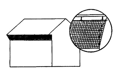 Fig. 06: Illustration showing plastic netting used to exclude woodpeckers from eaves.