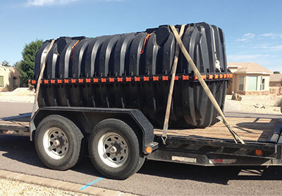 Photograph of a poly septic tank.