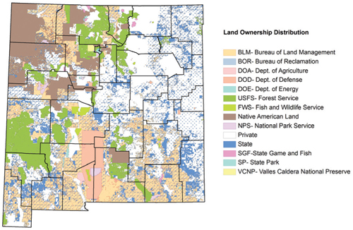 Fig. 3: Map showing land ownership in New Mexico.