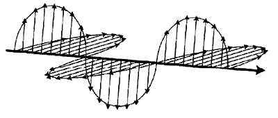 Fig. 01: Illustration of unpolarized light oscillating in both transverse directions.