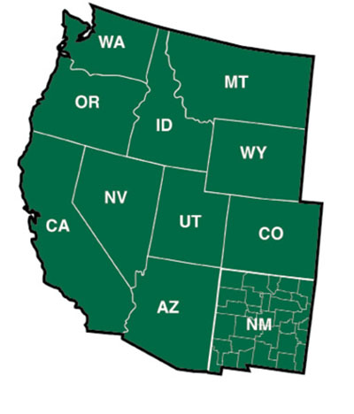 Map showing the 11 western states covered in the report.