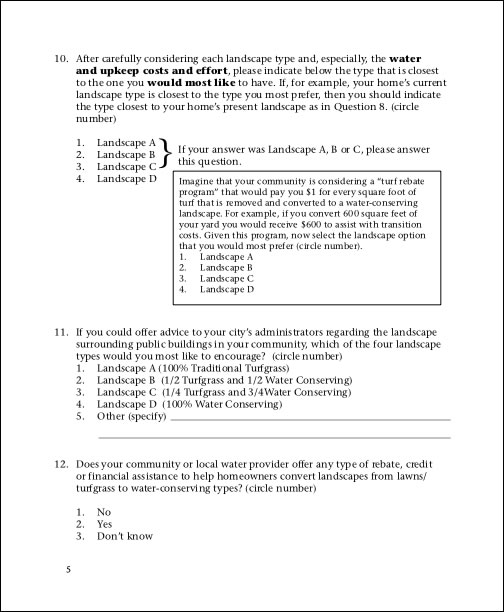 Image of complete Survey in English: version 1, page 6. 