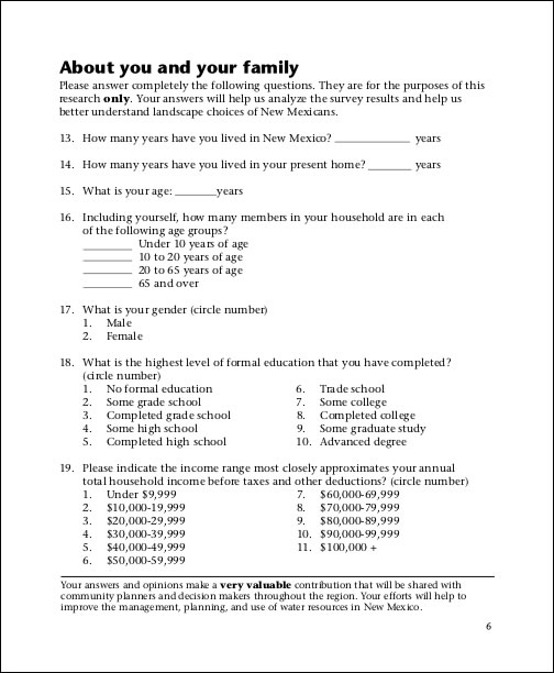 Image of complete Survey in English: version 1, page 7.