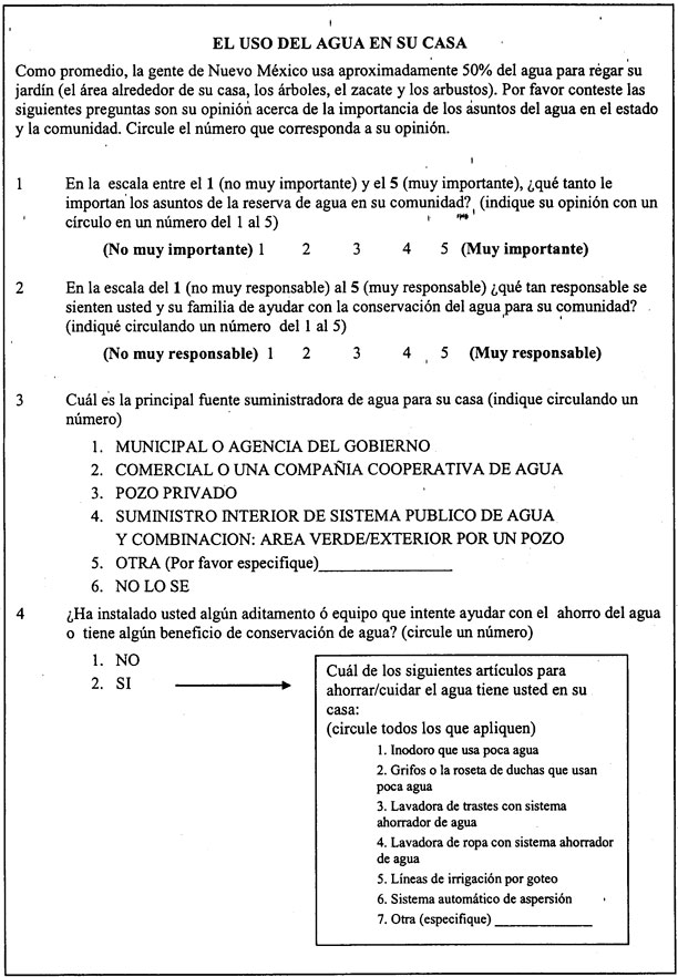 Image of complete survey in Spanish: version 1, page 2.