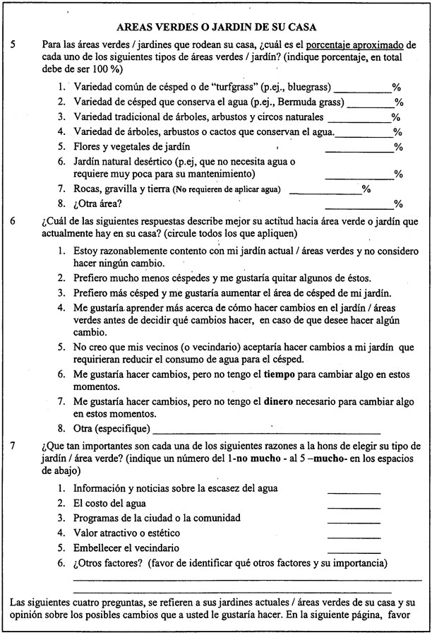 Image of complete survey in Spanish: version 1, page 3.