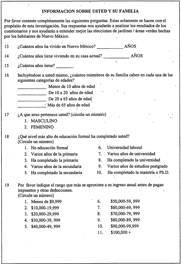Image of complete survey in Spanish: version 1, page 8.