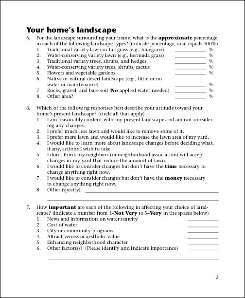 Image of complete Survey in English: version 1, page 3.