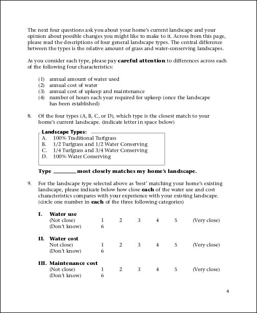 Image of complete Survey in English: version 1, page 5.