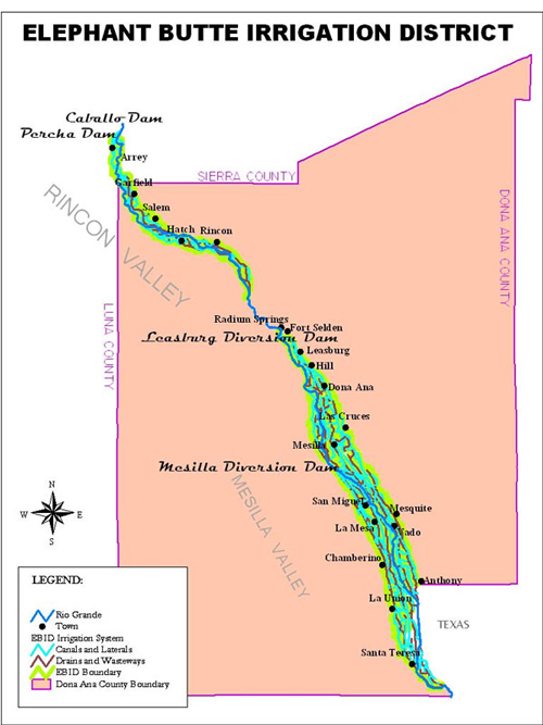 Map of the Elephant Butte Irrigation District. Source: EBID, 2006.